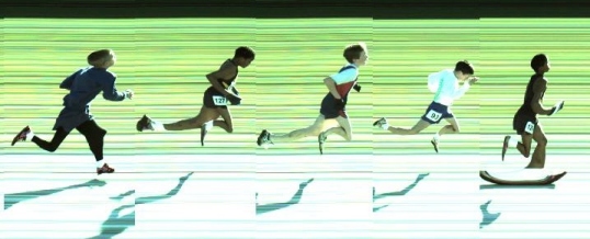 Color FinishLynx image of the first 5 finishers.