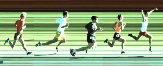 Color FinishLynx image of the first 5 finishers.